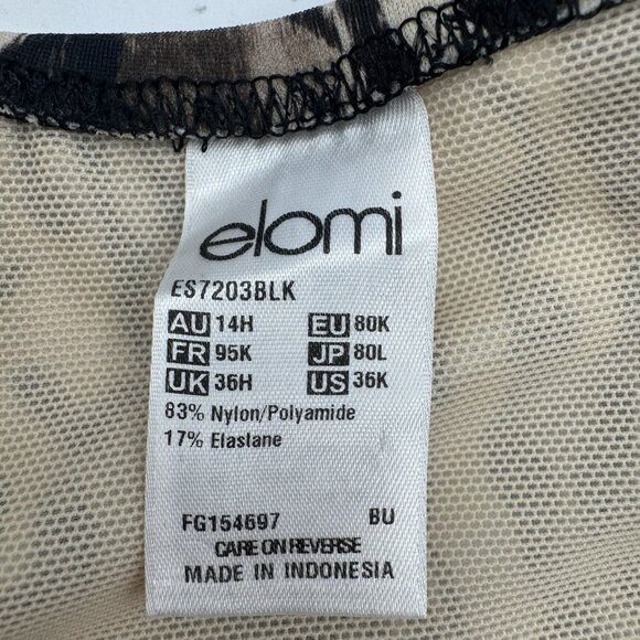 Elomi Fierce Bikini Top Size 36K (US) Black Animal Print Underwire Swim Bra 7203 - Picture 7 of 11